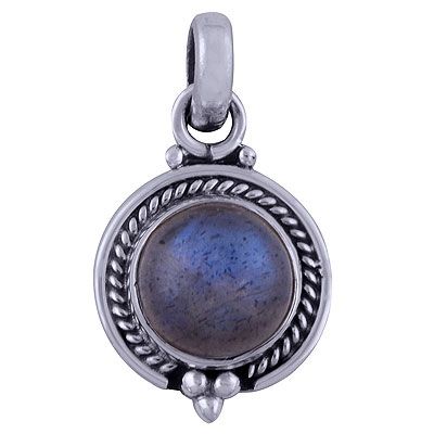 95. Handcrafted Labradorite Round Shape 925 Sterling Solid Silver Pendant  Item No.:  R101527-12