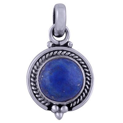 96. Handcrafted Lapis Round Shape 925 Sterling Solid Silver Pendant