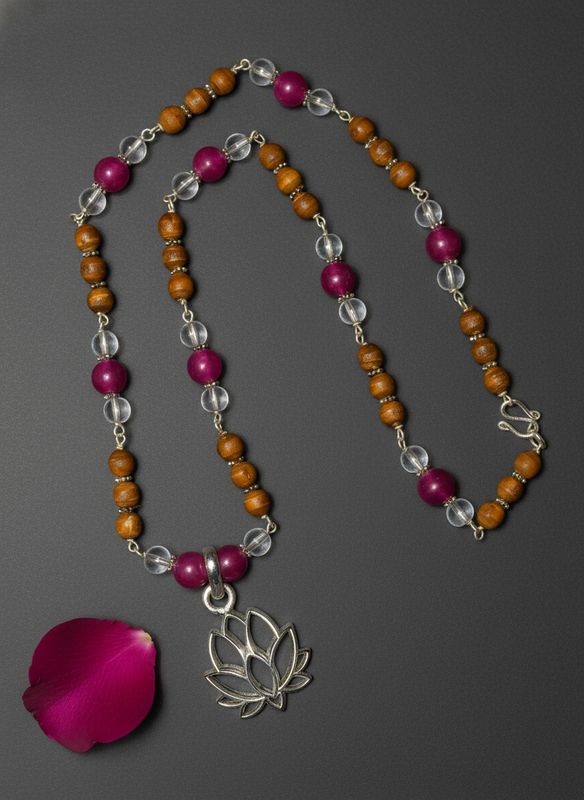 Lotus Flower Pendant Tulasi Mala