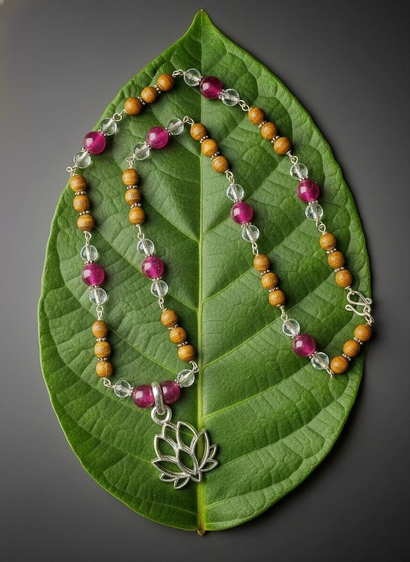 Lotus Flower Pendant Tulasi Mala