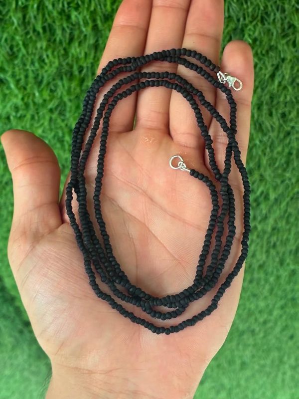 Black Tulsi mala with Silver lock(smalest super fine beads)