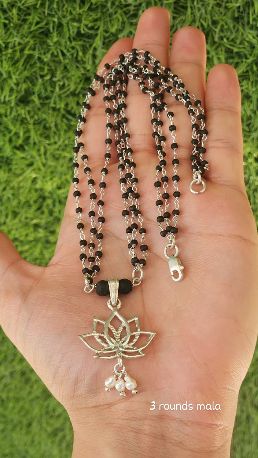3 Round Lotus Pendant Mala