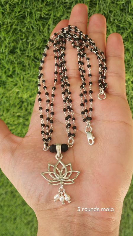 3 Round Lotus Pendant Mala