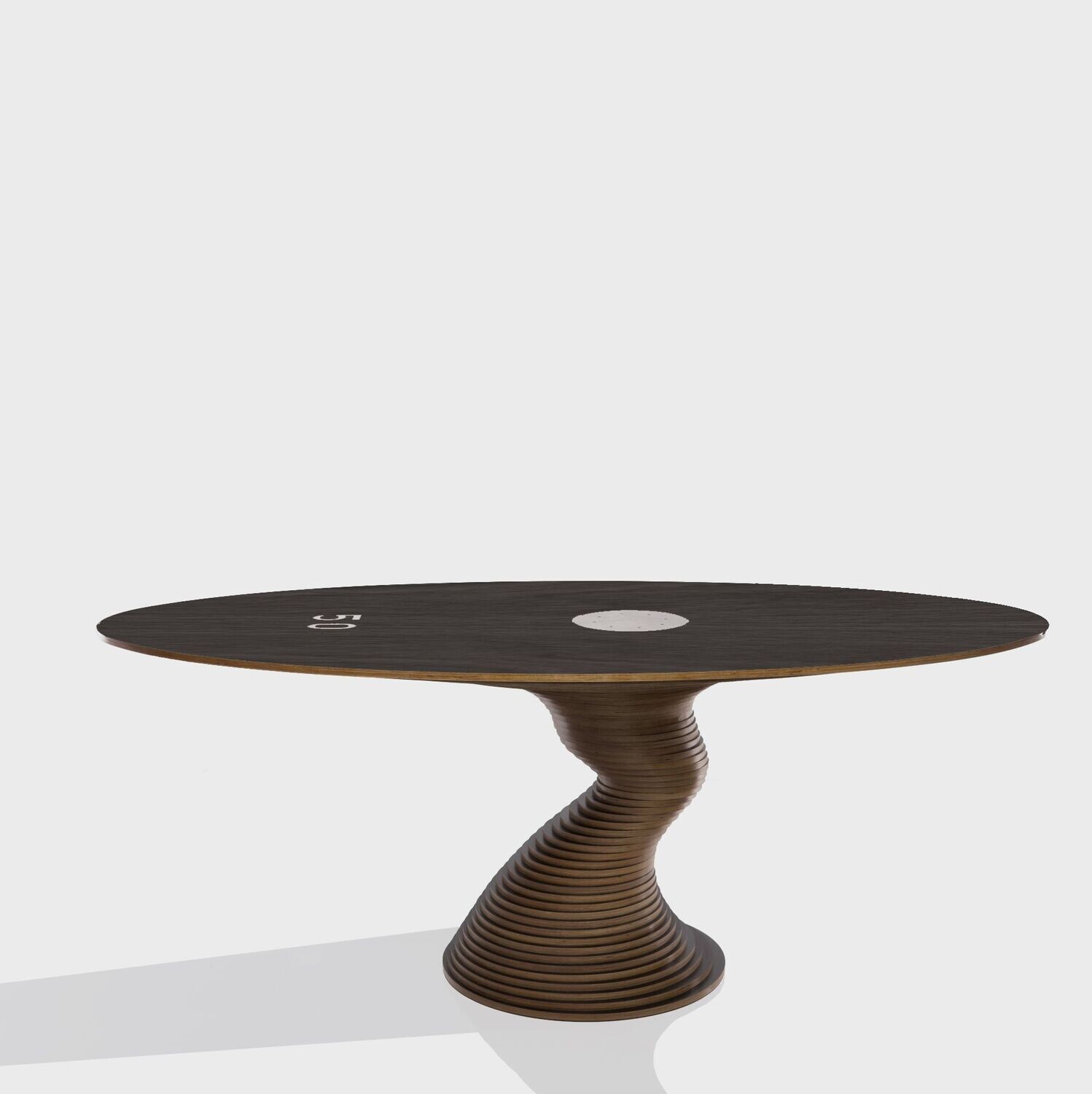 Stack50 | Oval Table, Diameter: 122 (48") X 152 (60"), Top Finish:: Ash stained dark brown veneer