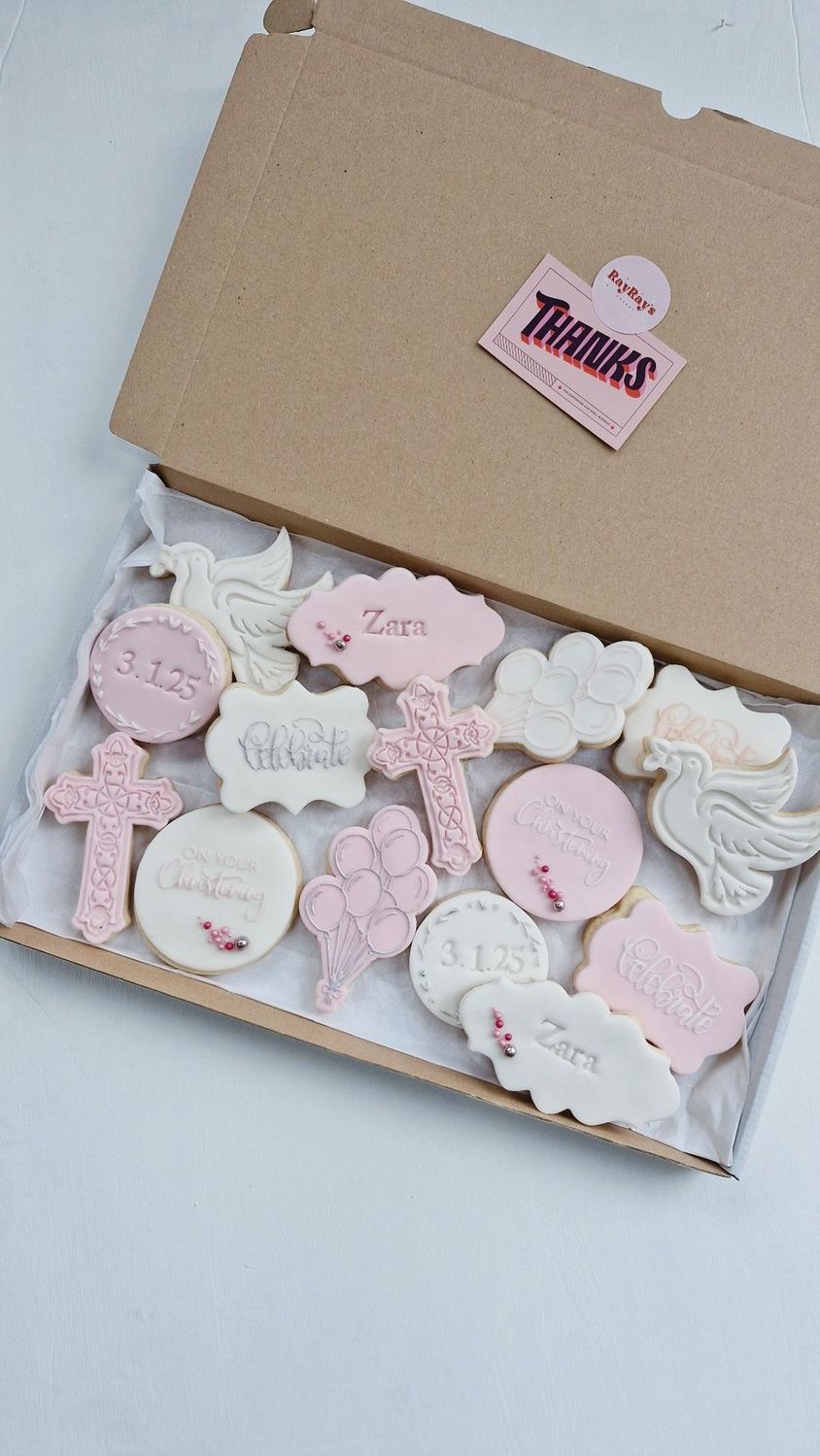 Blush Pink Christening Sugar Cookies