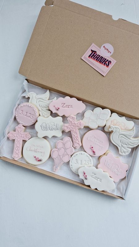 Blush Pink Christening Sugar Cookies