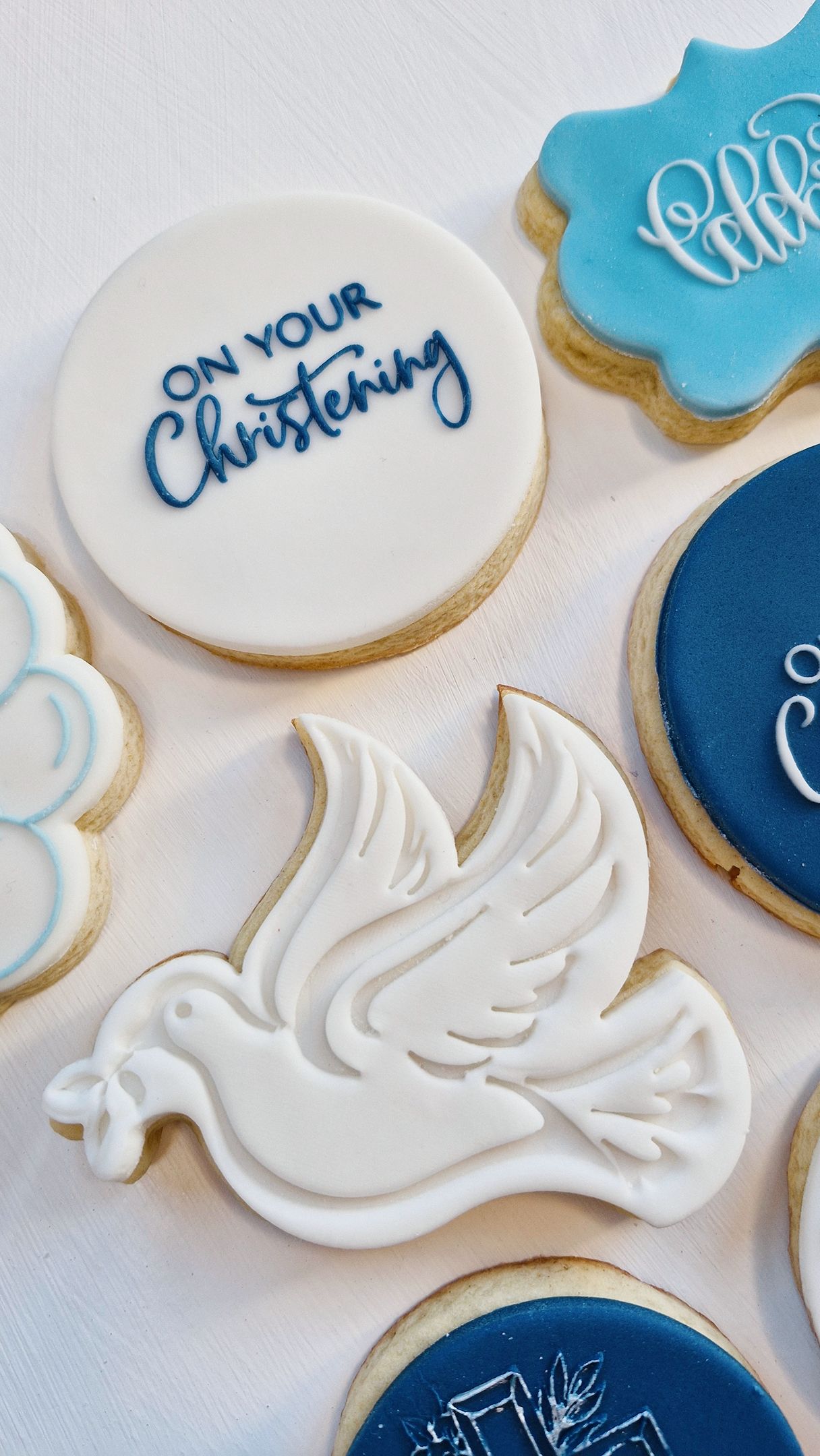 Navy & Blue Christening Cookies