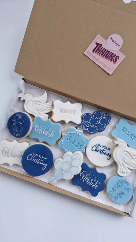 Navy & Blue Christening Cookies