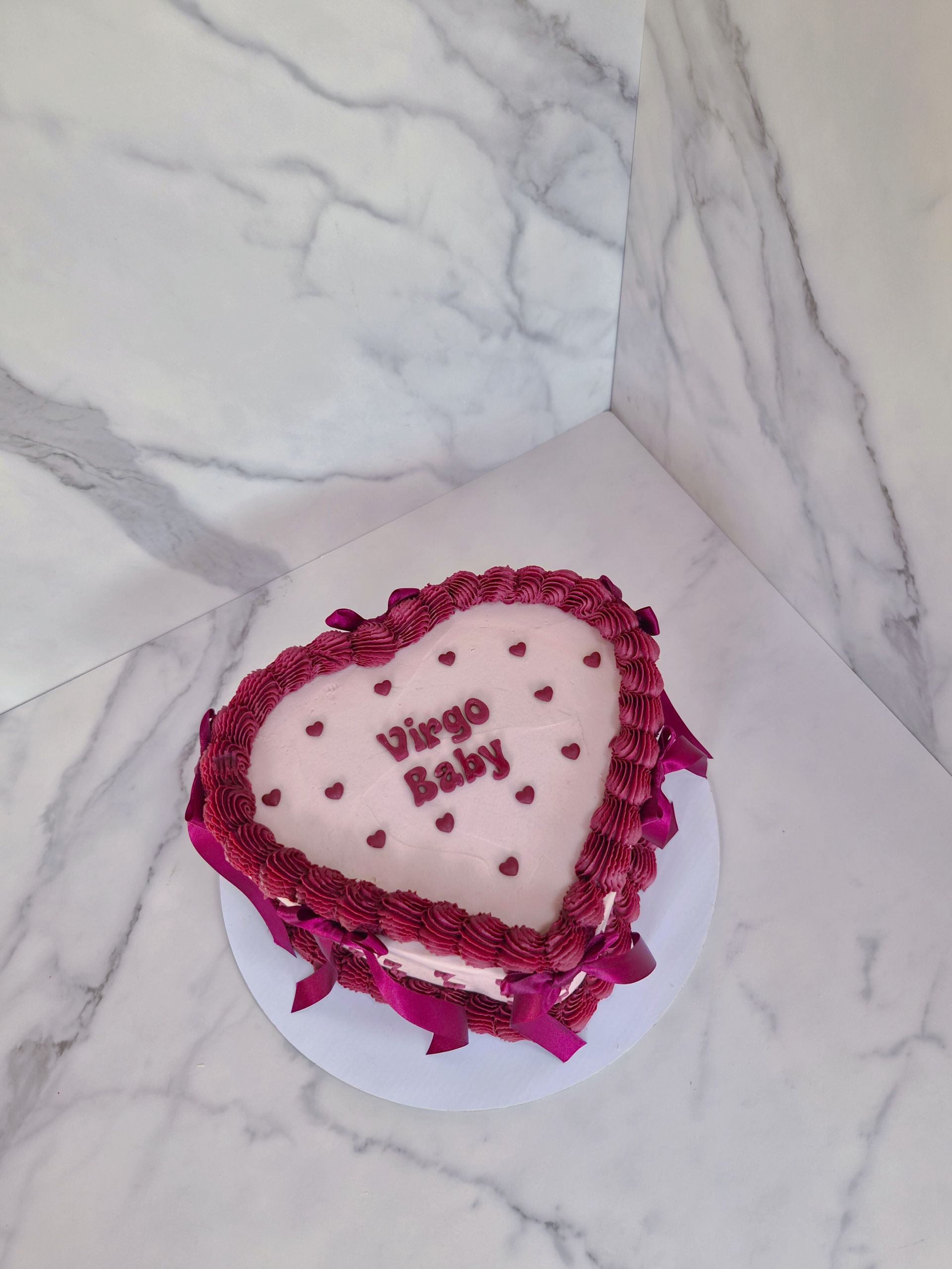 Pink & Burgundy Heart Cake