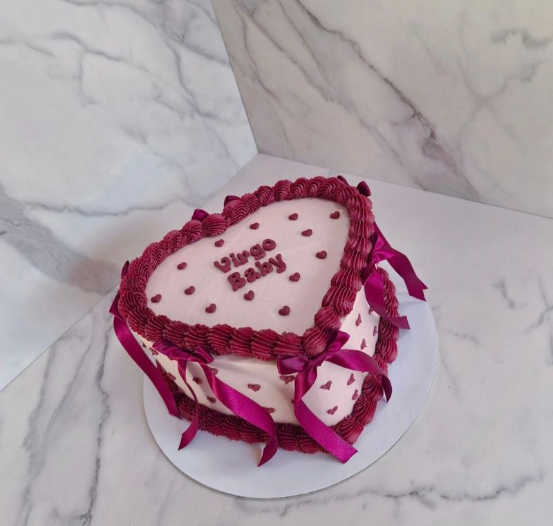 Pink & Burgundy Heart Cake