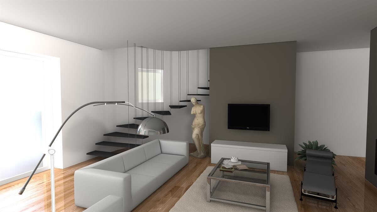 Rendering soggiorno villa unifamiliare