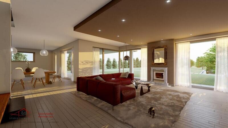 Rendering zona giorno fabbricato unifamiliare
