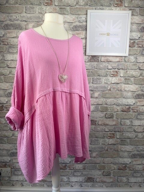 Pink Waffle Oversized Top