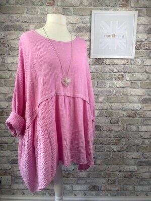 Pink Waffle Oversized Top
