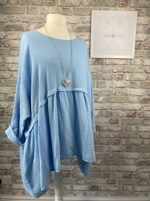 Light Blue Waffle Oversized Top