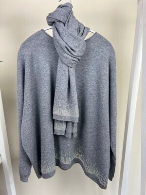 Sparkly jumper with matching scarf - Grey