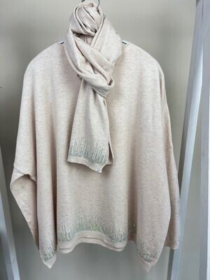 Sparkly jumper with matching scarf - Stone
