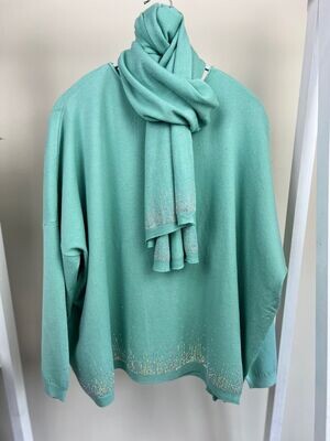 Sparkly jumper with matching scarf - Mint