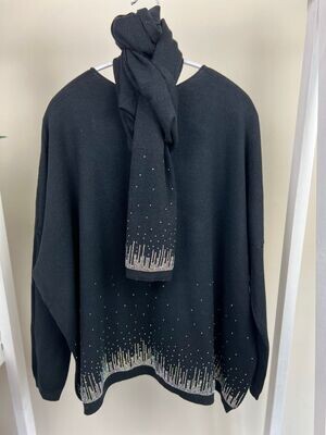 Sparkly jumper with matching scarf - Black