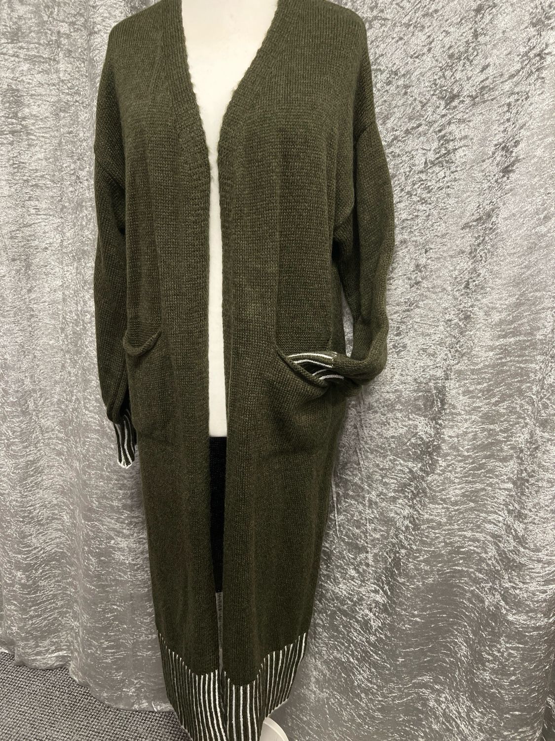 Long Cardigan Khaki Free Size