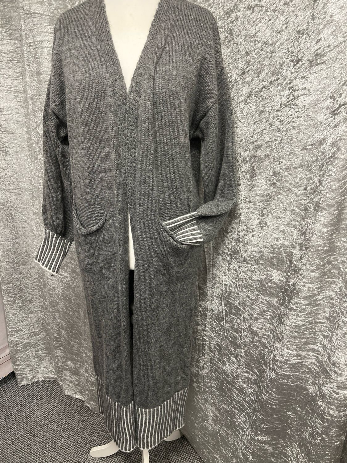 Long Cardigan Grey Free Size