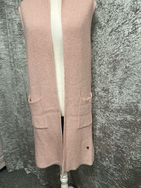 Long Sleeveless Cardigan Pink Free Size