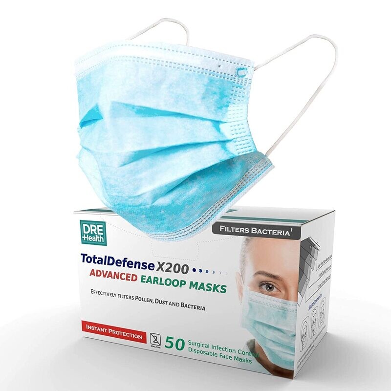 Total Defense X200 3 Ply Face Mask - BLUE