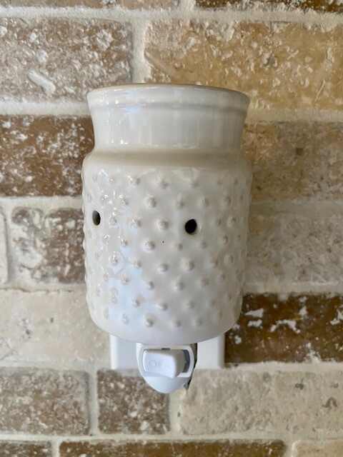 Wax Warmer-White Hobnail