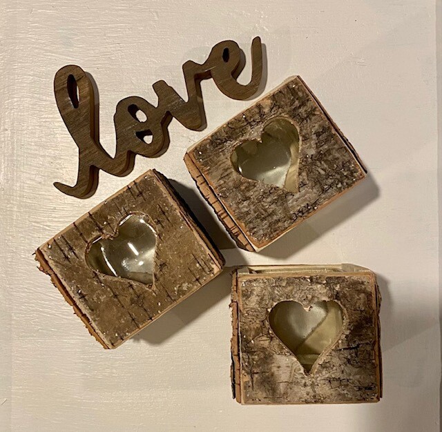 Birch Heart Square Candle Holder
