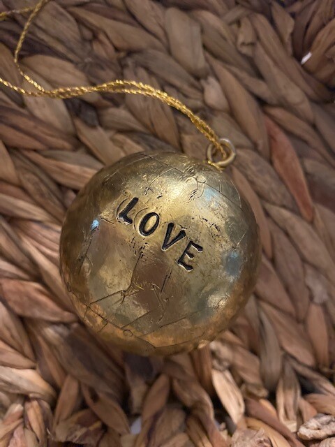 Gold Love Ball Ornament Large