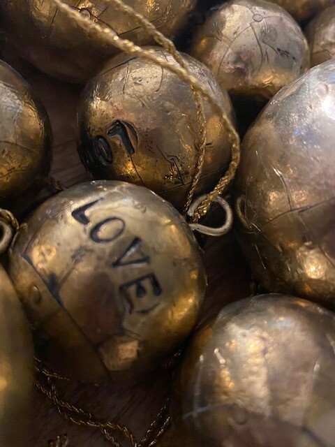Gold Love Ball Ornament Small