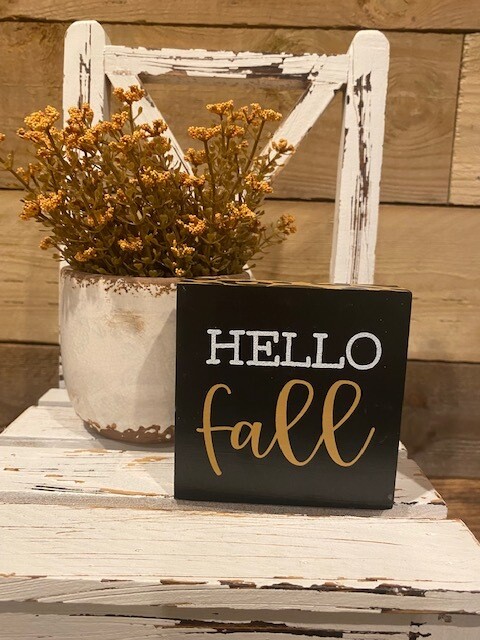 Hello Fall Block Sign