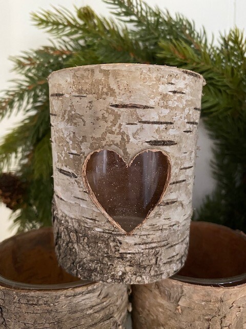 Birch Heart Round Candle Holder