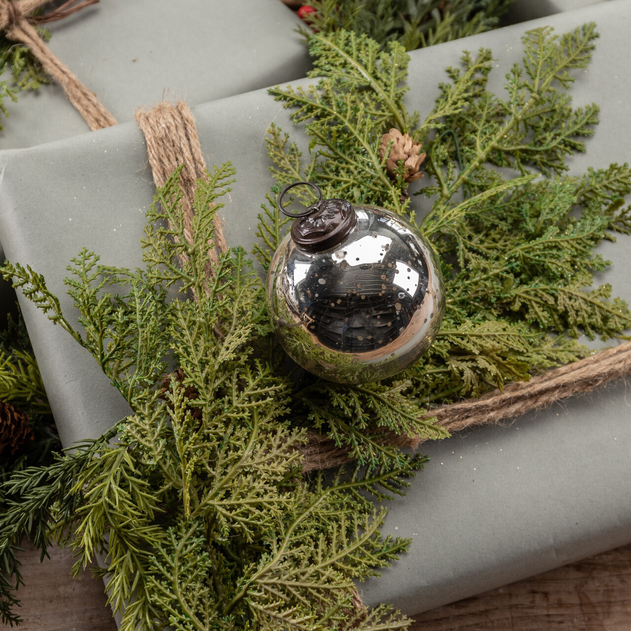 Silver Kugel Ornament 4&quot;