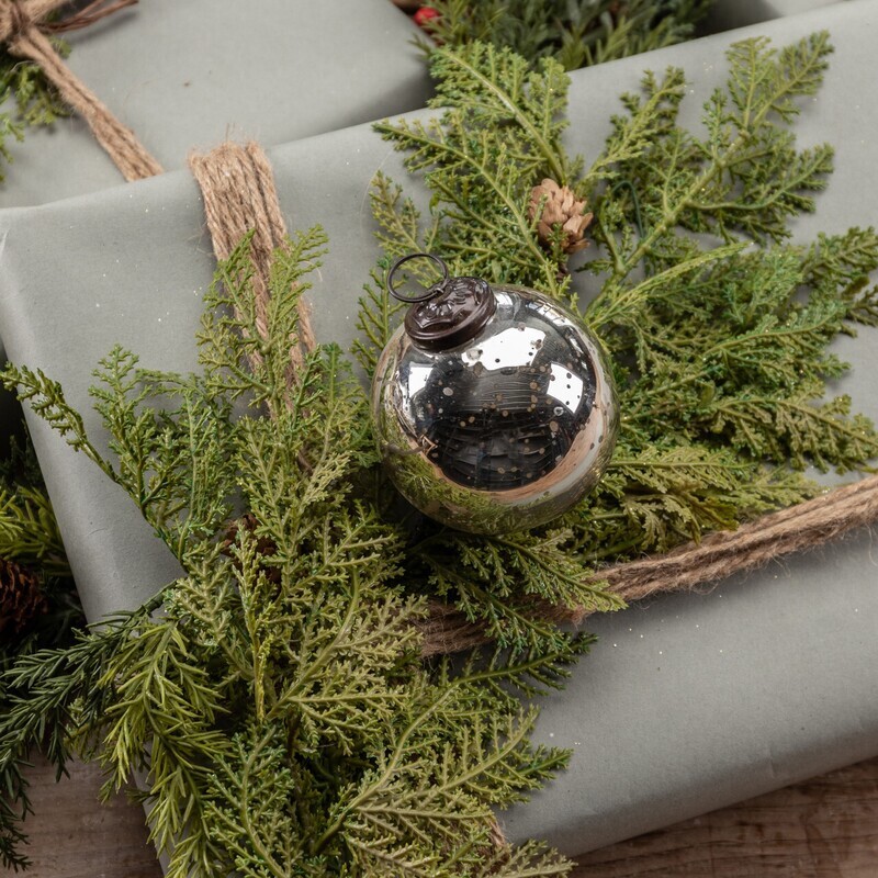 Silver Kugel Ornament 3&quot;