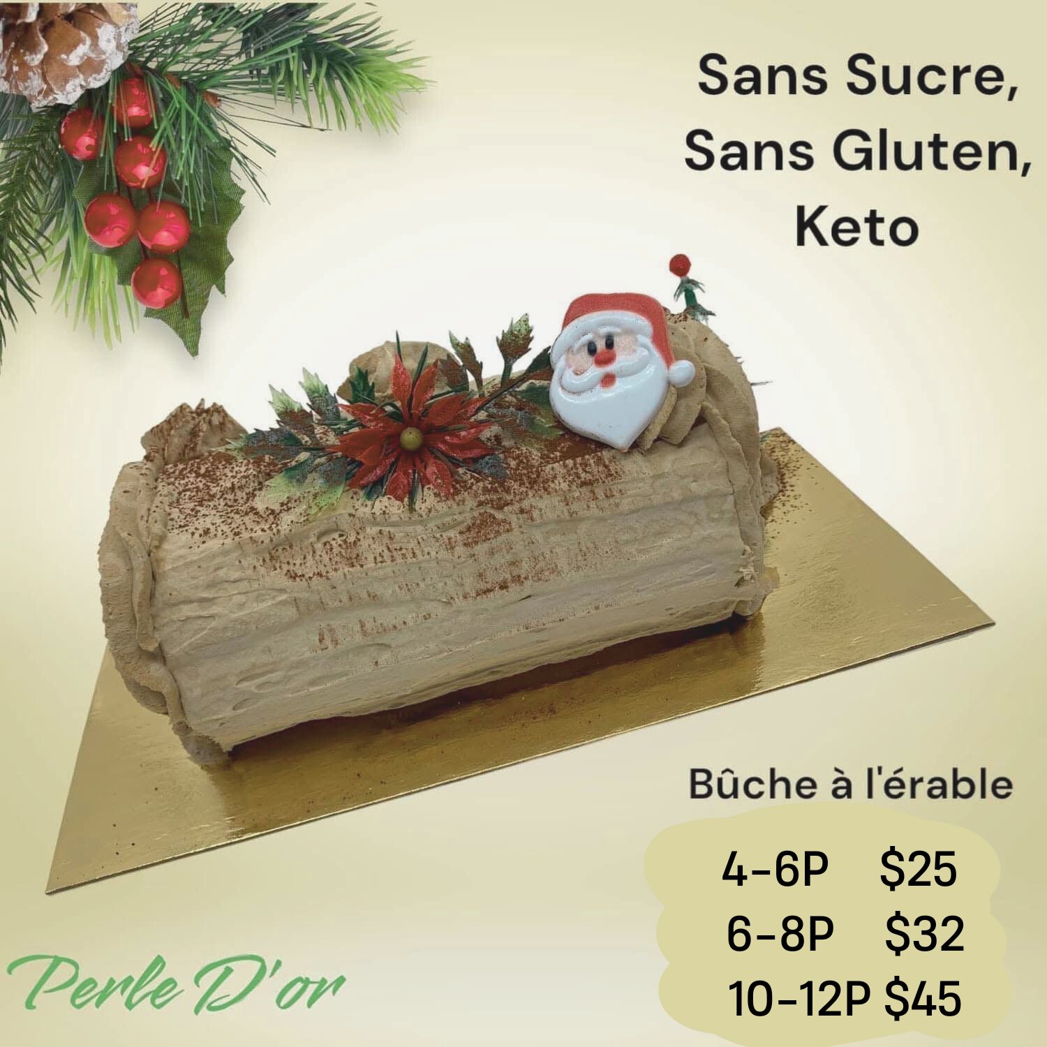 Buche à lérable Sans Sucre Sans Gluten