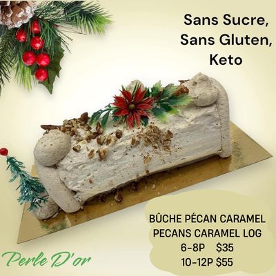 Buche Caramel Pécan Sans Sucre Sans Gluten