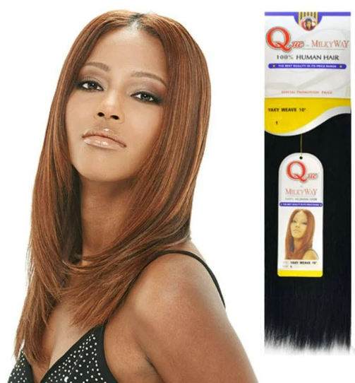 Milky Way Que 100% Human Hair Yaky Weave 12&quot; Color: 2