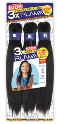 RUWA 3x Kids Sensationnel Braiding Hair 12&quot; COLOR: 2 (braid length 12”)