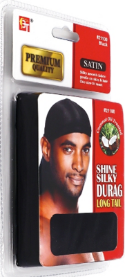 Satin Durag-Long Tail, Black