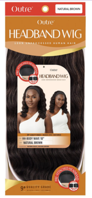 Outre Body Wave 18&quot; Human Hair Headband Wig Color: NATURAL BLACK