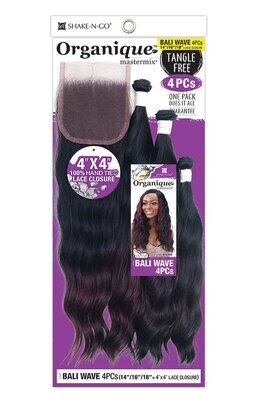 Shake N Go 4pcs Organique Mastermix Bali Wave 14&quot;/16&quot;/18&quot;+ 4&quot; x 4&quot; closure Color: 2