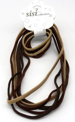 Brown Elastic Head Bands 6pc &amp; Ponytail Holders 6pc---386