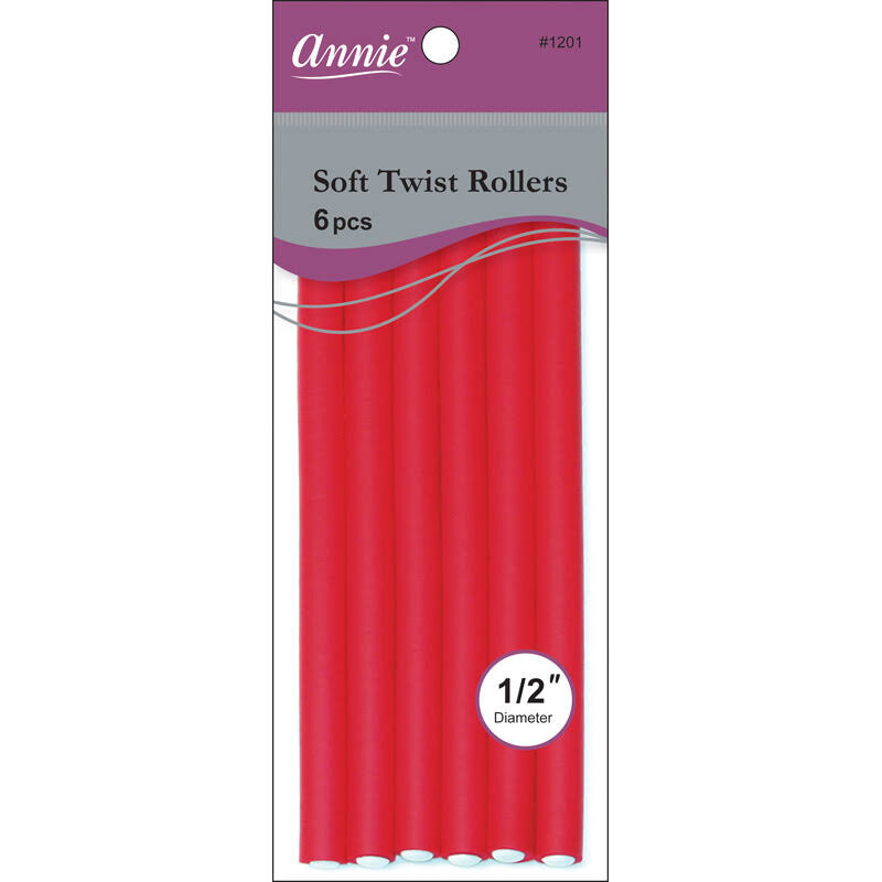 Annie Soft Twist Rollers 1/2” Red 6pk