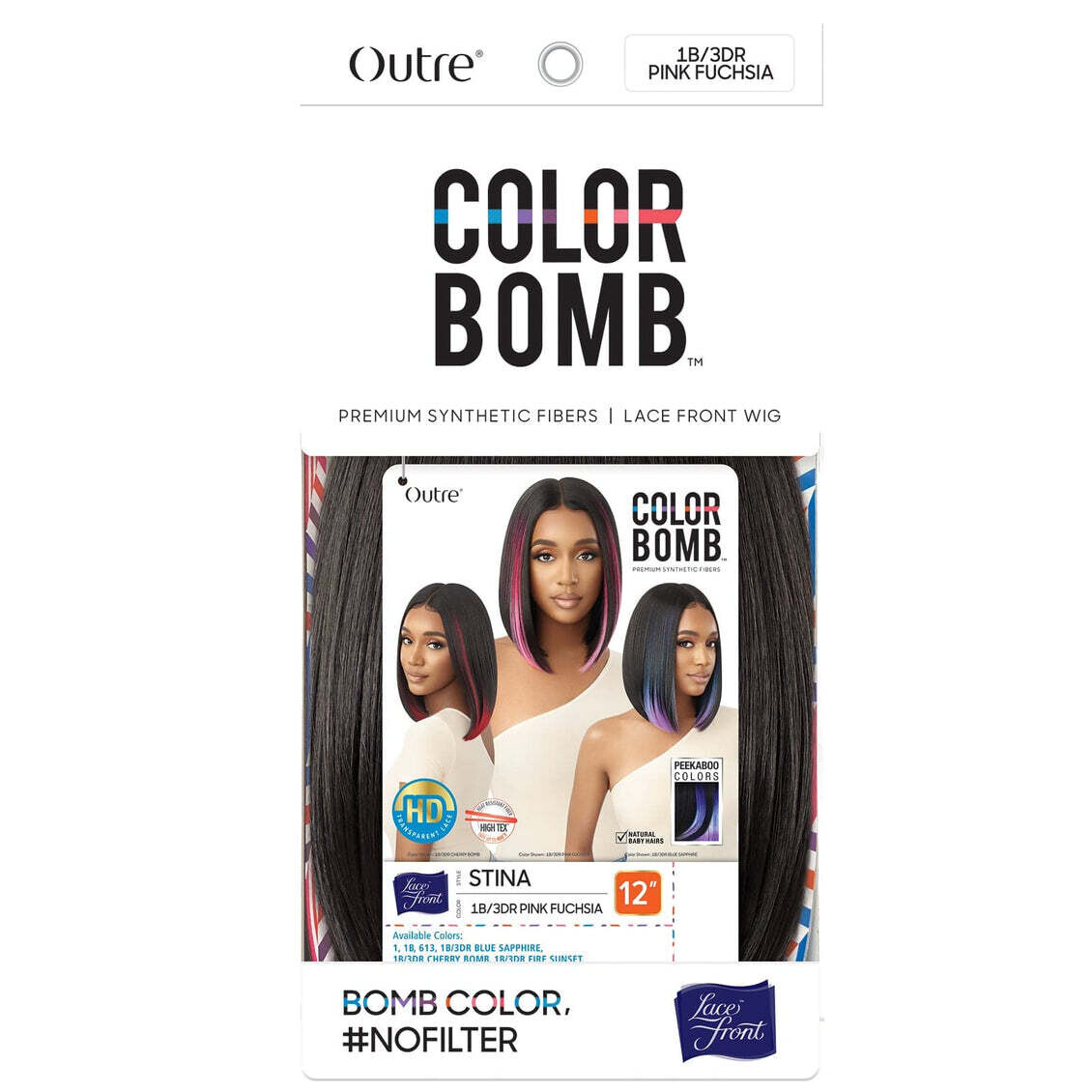 Outre Color Bomb Synthetic HD Lace Front Wig “Stina” Color: 1B/3Dr Cherry Bomb