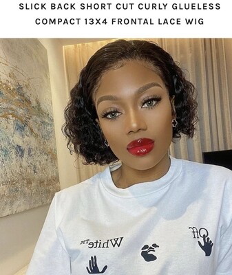 LUVME Hair- Short Cut Curly Wig 8” Color: Natural Brown