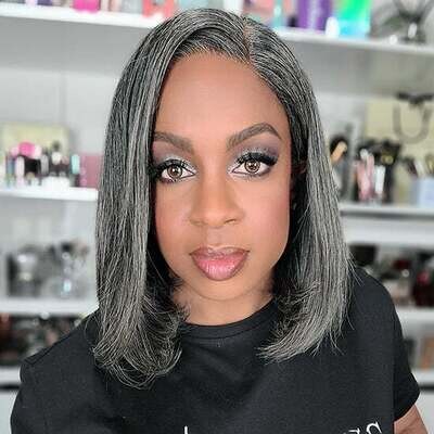 LUVME HAIR- Salt &amp; Pepper 4x4 Bob Wig 12”