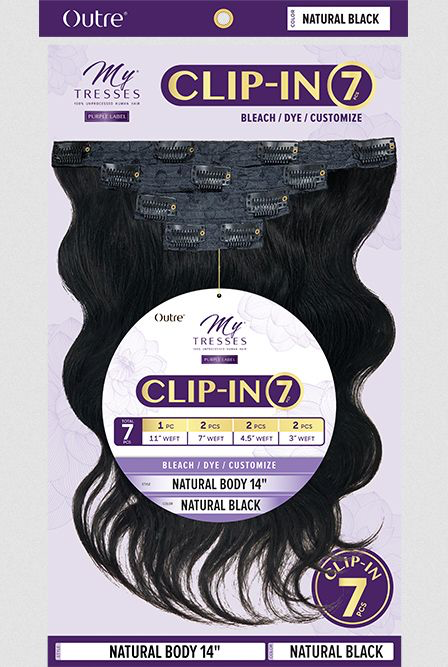 Outre MyTresses Purple Label 100% Unprocessed Human Hair 7pc Clip In Natural Body - 18&quot; Color: Natural Black