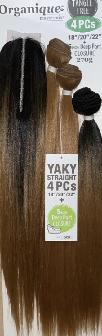 Shake N Go Organique Mastermix YAKY STRAIGHT 4PCS 18”,20”,22” +Closure Color:OT27