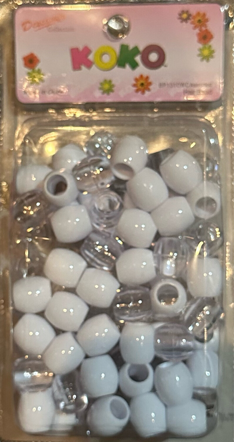 Beads Jumbo Clear &amp; White Mix 845